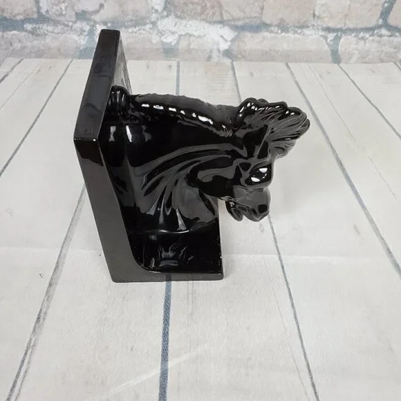 Black Stallion Bookend Decor Chess Knight Ceramic - Picture 5 of 11